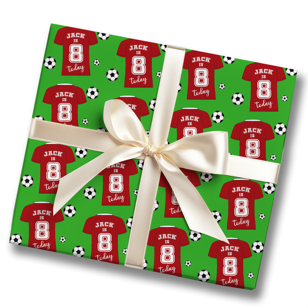 Personalised Wrapping Paper Kids Birthday Football Green Boys Custom Gift Wrap