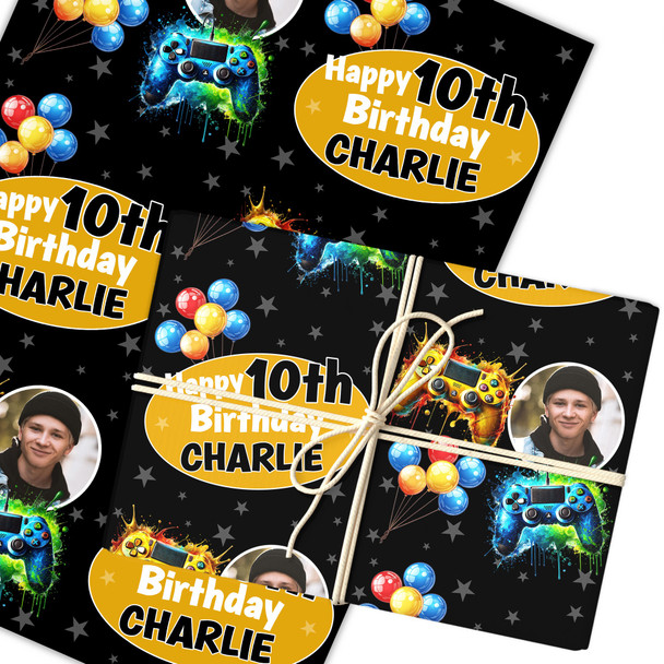 Personalised Wrapping Paper Kids Birthday Game Controller Boys Custom Gift Wrap