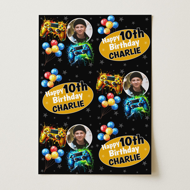 Personalised Wrapping Paper Kids Birthday Game Controller Boys Custom Gift Wrap