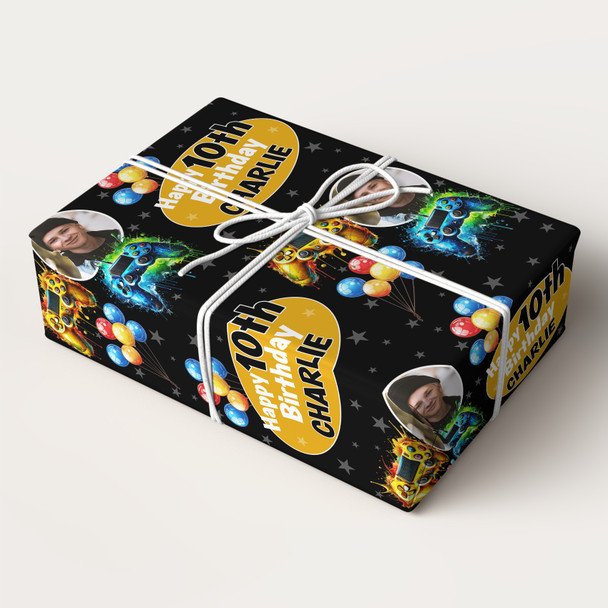 Personalised Wrapping Paper Kids Birthday Game Controller Boys Custom Gift Wrap