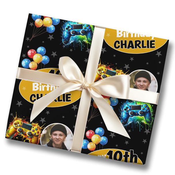 Personalised Wrapping Paper Kids Birthday Game Controller Boys Custom Gift Wrap