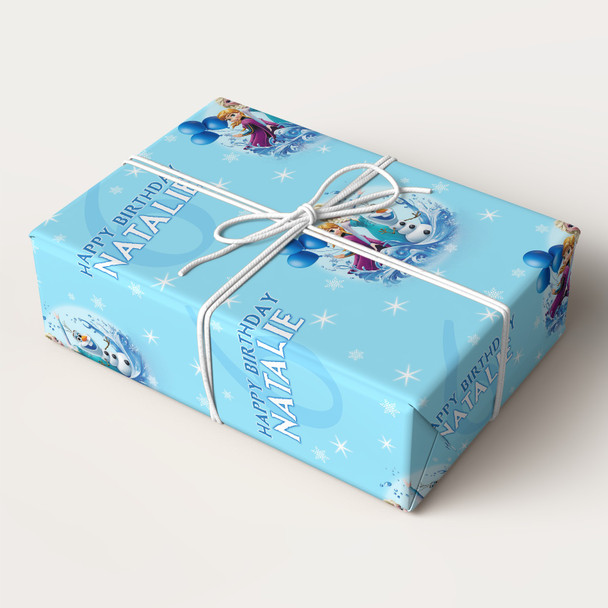 Personalised Wrapping Paper Kids Birthday Light Frozen Girls Custom Gift Wrap