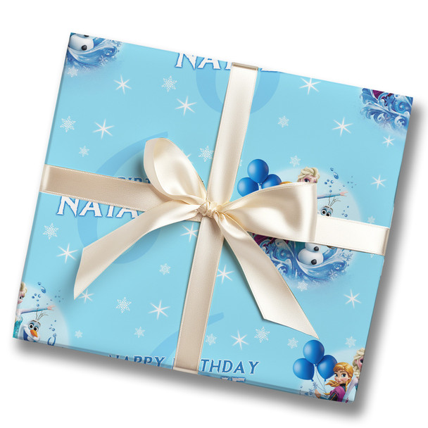 Personalised Wrapping Paper Kids Birthday Light Frozen Girls Custom Gift Wrap