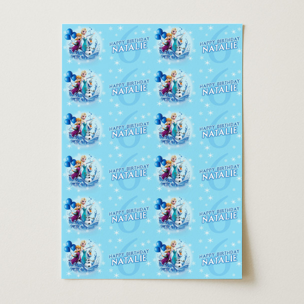 Personalised Wrapping Paper Kids Birthday Light Frozen Snow Custom Gift Wrap