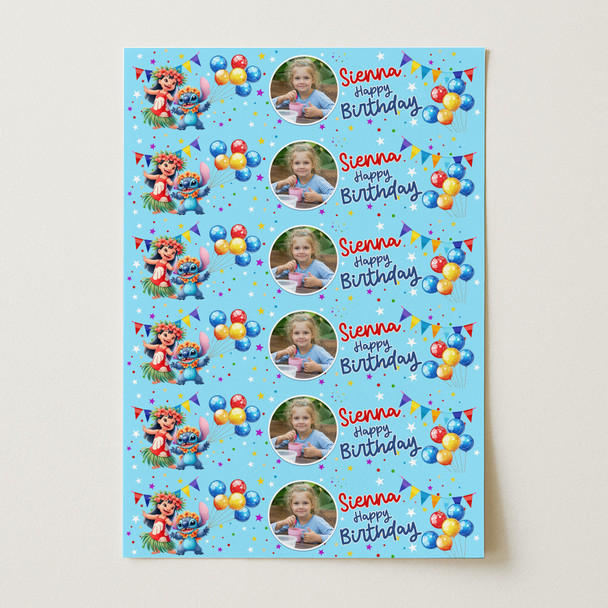 Personalised Wrapping Paper Kids Birthday Lilo & Stitch Custom Photo Gift Wrap