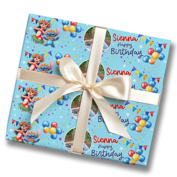 Personalised Wrapping Paper Kids Birthday Lilo & Stitch Custom Photo Gift Wrap