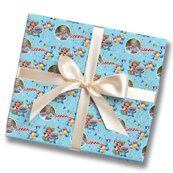 Personalised Wrapping Paper Kids Birthday Lilo & Stitch Photo Custom Gift-Wrap