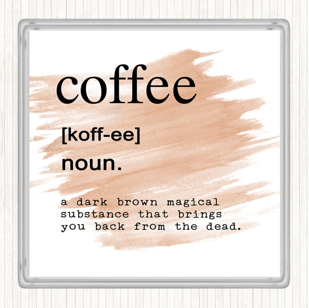 Watercolour Word Definition Coffee Quote Coaster