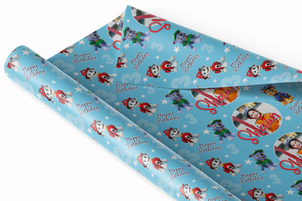 Personalised Wrapping Paper Kids Birthday Paw Patrol Photo Custom Gift Wrap