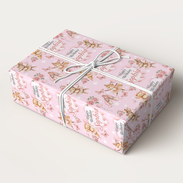 Personalised Wrapping Paper Kids Birthday Animals Ballet Girls Custom Gift Wrap