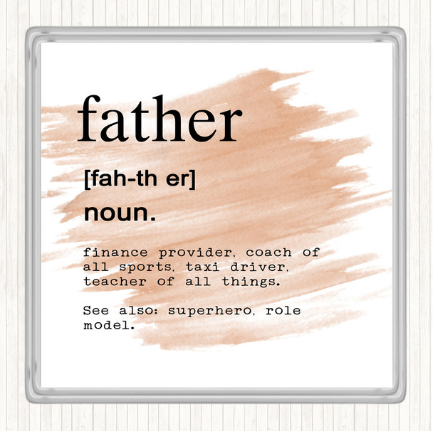 Watercolour Word Definition Father Quote Coaster