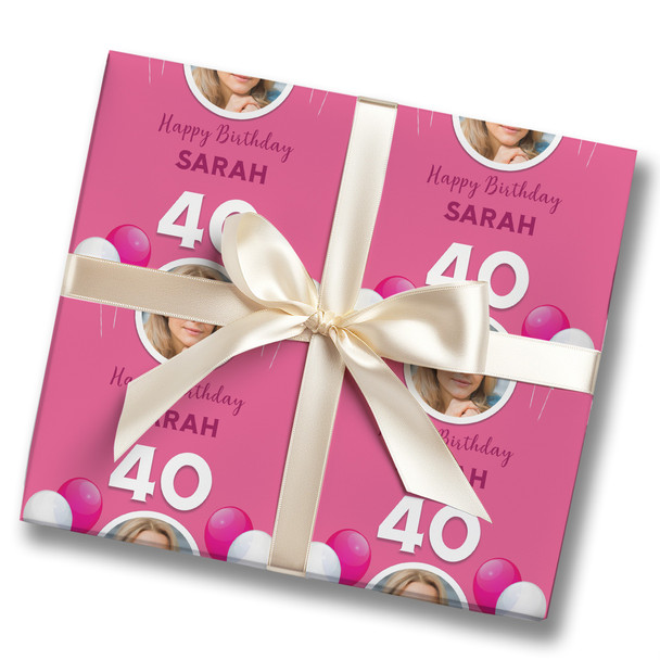 Personalised Wrapping Paper 40th Birthday Pink Photo Custom Gift-Wrap