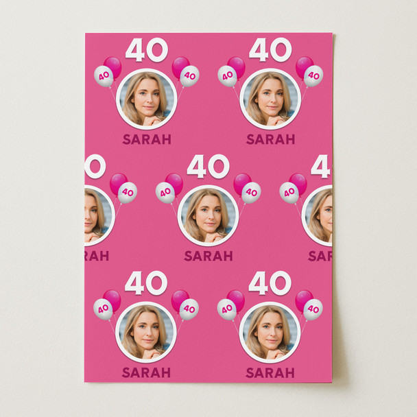 Personalised Wrapping Paper Kids Birthday Pink Photo For Her Custom Gift Wrap