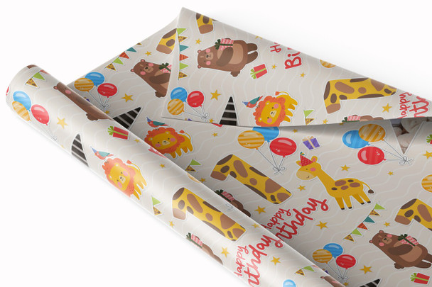 Personalised Wrapping Paper Kids Birthday Safari Animals Photo Custom Gift Wrap
