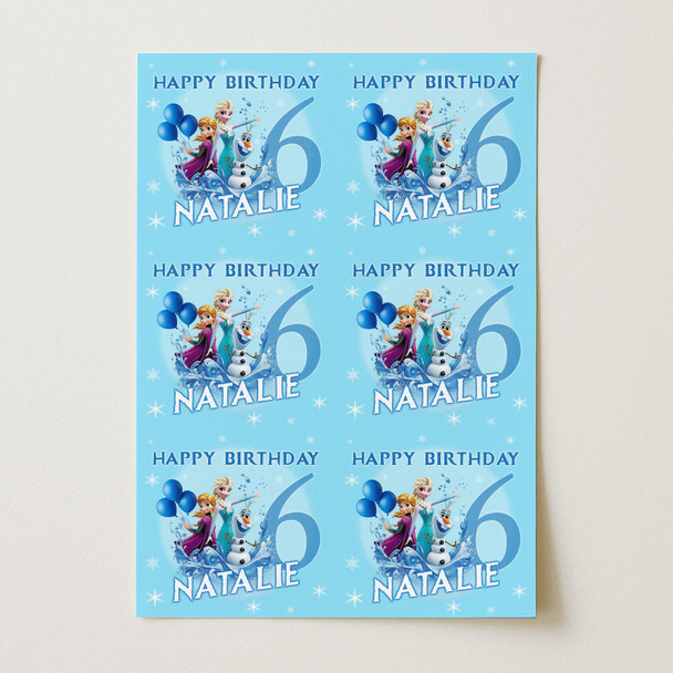 Personalised Wrapping Paper Kids Birthday Snow Blue Frozen Custom Gift Wrap