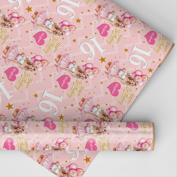 Personalised Wrapping Paper Kids Birthday Baby Pink Girls Custom Gift Wrap