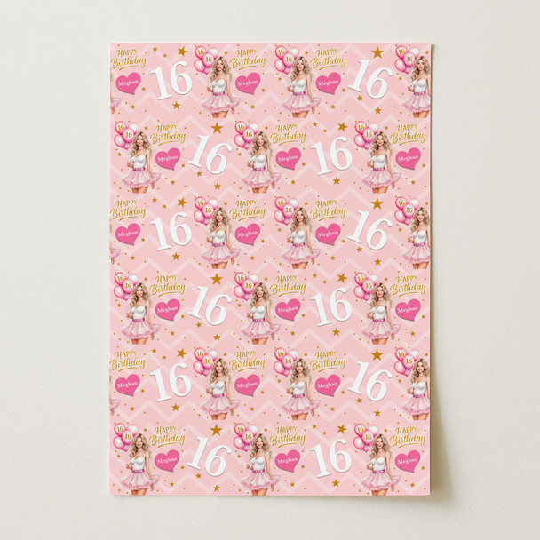 Personalised Wrapping Paper Kids Birthday Baby Pink Girls Custom Gift Wrap