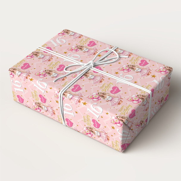 Personalised Wrapping Paper Kids Birthday Baby Pink Girls Custom Gift Wrap