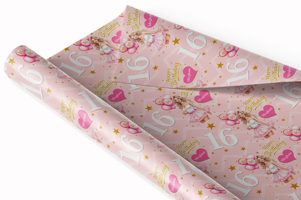 Personalised Wrapping Paper Kids Birthday Baby Pink Girls Custom Gift Wrap