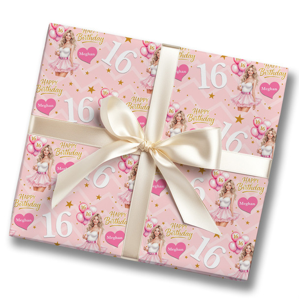 Personalised Wrapping Paper Kids Birthday Baby Pink Girls Custom Gift Wrap