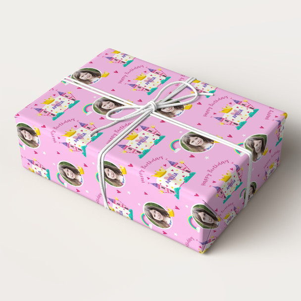 Personalised Wrapping Paper Kids Birthday Photo Princess Pink Custom Gift Wrap