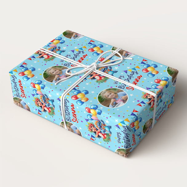 Personalised Wrapping Paper Photo Lilo & Stitch Kids Birthday Custom Gift-Wrap
