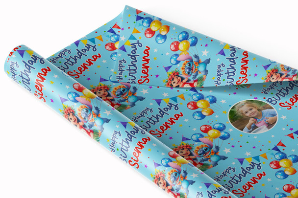 Personalised Wrapping Paper Photo Lilo & Stitch Kids Birthday Custom Gift-Wrap