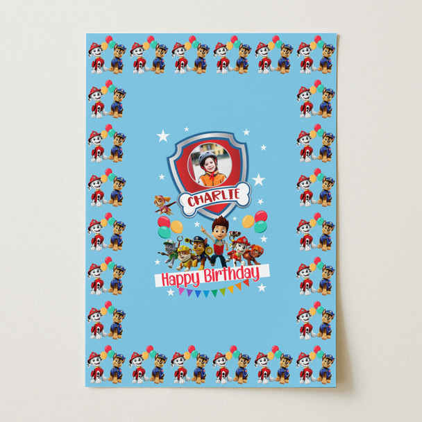 Personalised Wrapping Paper Kids Birthday Blue Paw Patrol Boys Custom Gift Wrap