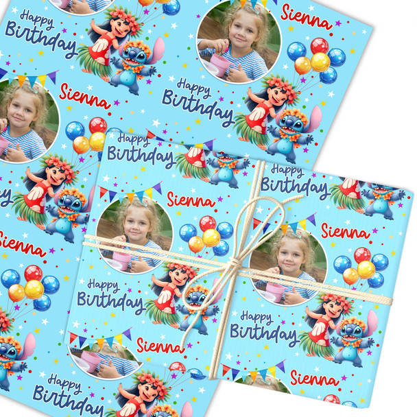 Personalised Wrapping Paper Lilo & Stitch Custom Photo Kids Birthday Gift-Wrap