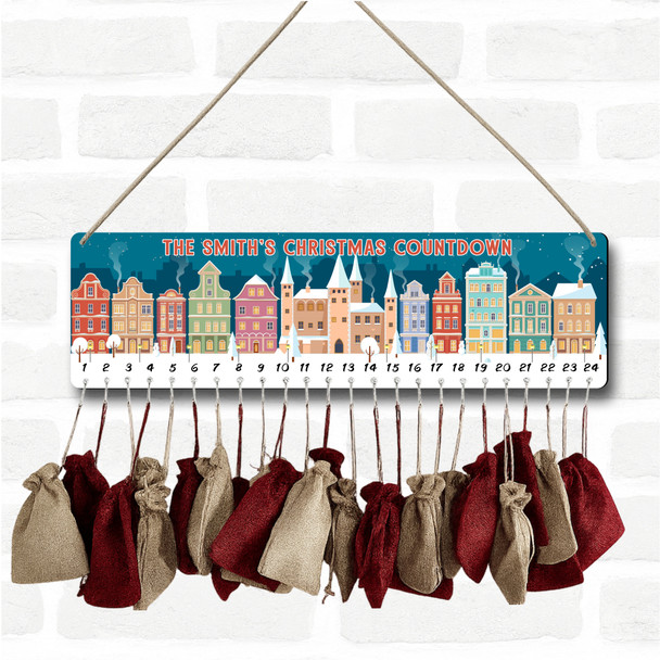 Personalised Christmas Advent Calendar Family Landscape DIY Xmas Countdown Sign