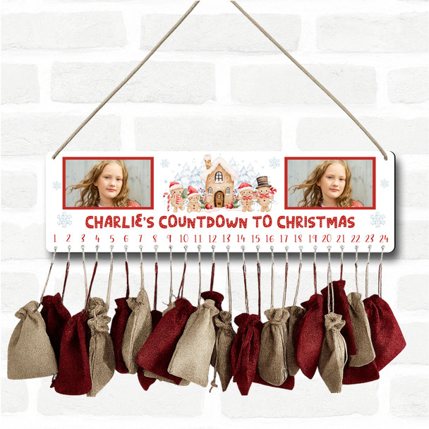 Personalised Christmas Advent Calendar Kids Photo House DIY Xmas Countdown Sign