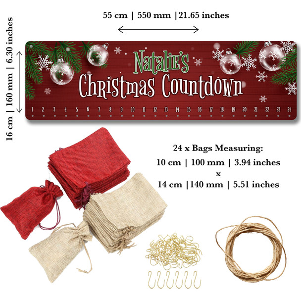 Personalised Christmas Advent Calendar Men Women Baubles DIY Xmas Countdown Sign