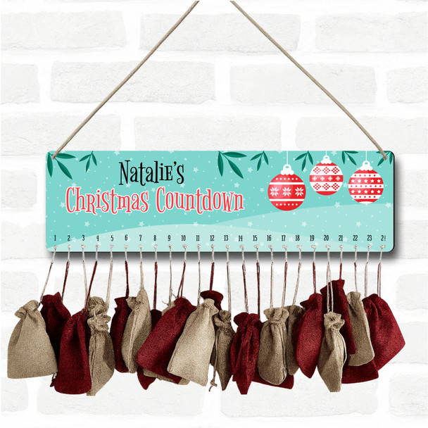 Personalised Christmas Advent Calendar Men Women Red DIY Xmas Countdown Sign