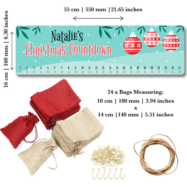 Personalised Christmas Advent Calendar Men Women Red DIY Xmas Countdown Sign