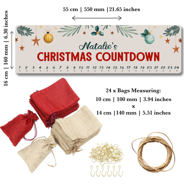 Personalised Christmas Advent Calendar Men Women Ornament Xmas Countdown Sign