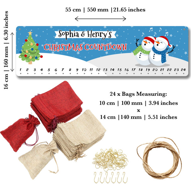 Personalised Christmas Advent Calendar Couples Snowman DIY Xmas Countdown Sign