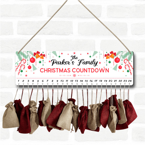 Personalised Christmas Advent Calendar Family Ornament DIY Xmas Countdown Sign