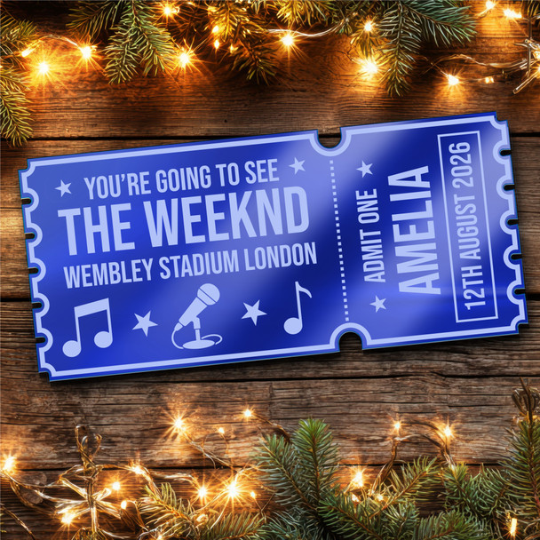 Blue Mirror Acrylic Ticket The Weeknd Concert Personalised Any Text Voucher