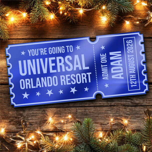 Blue Mirror Acrylic Ticket Universal Orlando Resort Theme Park Personalised