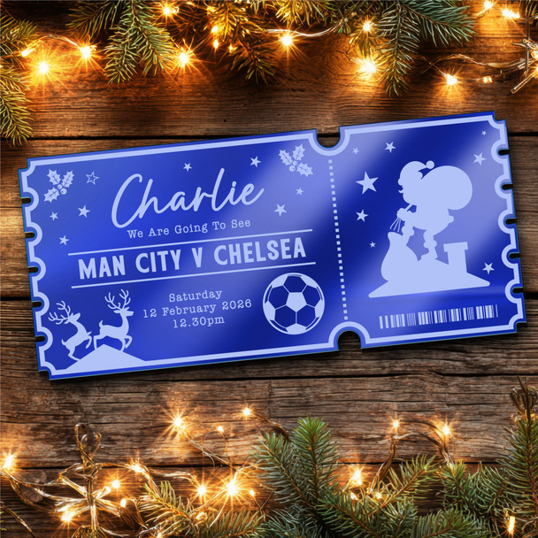 Blue Mirror Acrylic Ticket Any Football Match Christmas Personalised Any Text Blue Mirror Acrylic Ticket Any Football Match Christmas Personalised Any Text