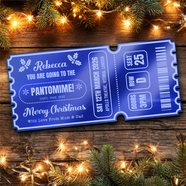 Blue Mirror Acrylic Ticket Christmas Any Show Panto Theatre Musical Personalised Blue Mirror Acrylic Ticket Christmas Any Show Panto Theatre Musical Personalised