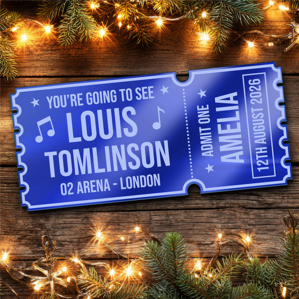 Blue Mirror Acrylic Ticket Louis Tomlinson Concert Personalised Any Text Voucher