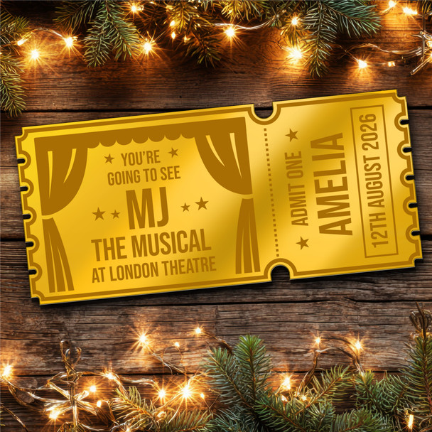 Blue Mirror Acrylic Ticket MJ The Musical Theatre Show Personalised Any Text