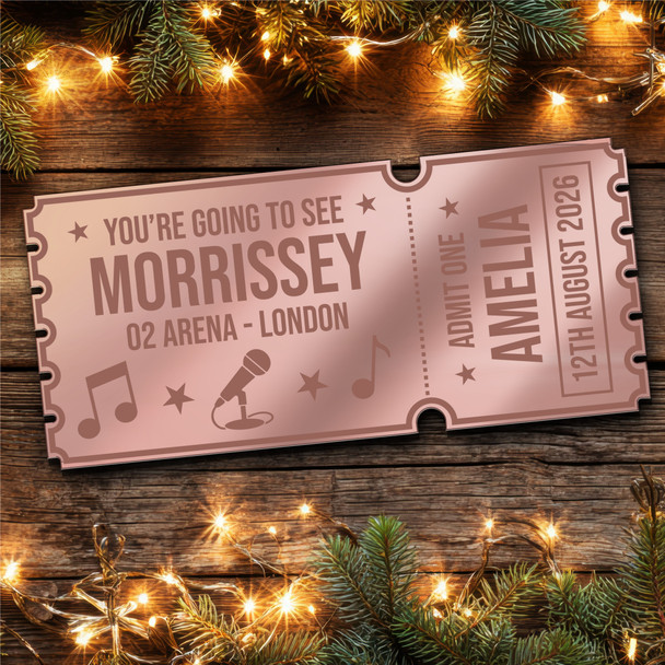 Blue Mirror Acrylic Ticket Morrissey Concert Personalised Any Text Voucher