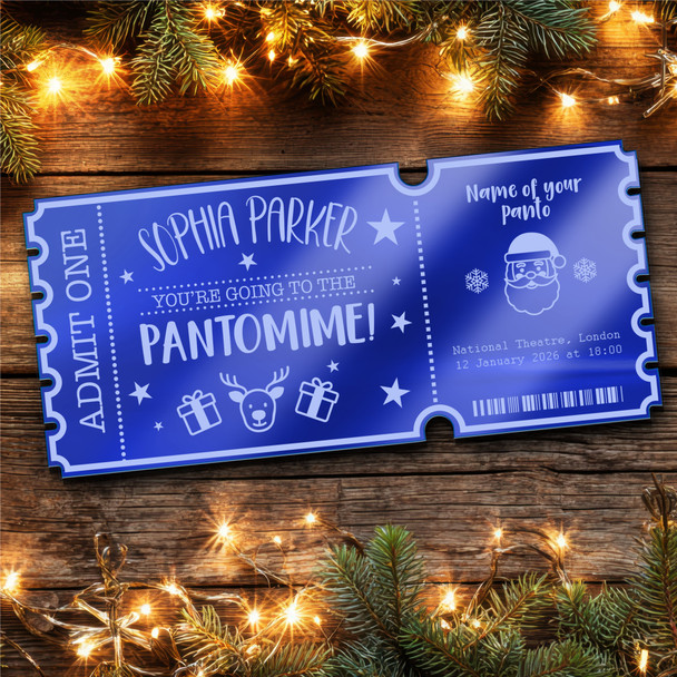 Blue Mirror Acrylic Ticket Any Pantomime Santa Christmas Personalised Any Text Blue Mirror Acrylic Ticket Any Pantomime Santa Christmas Personalised Any Text