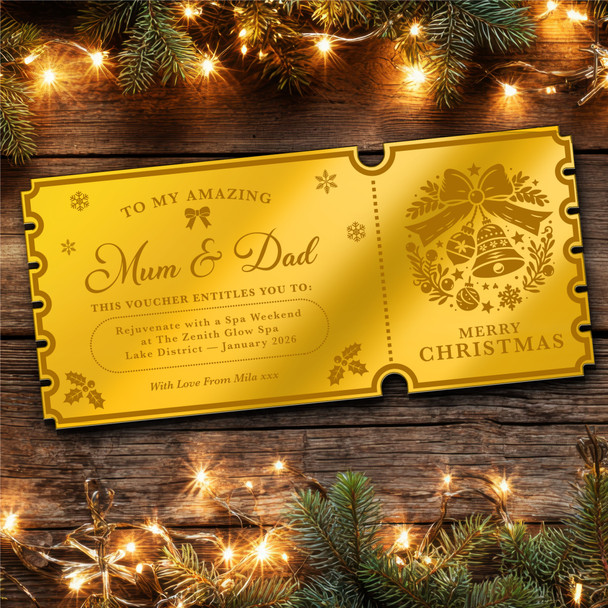 Blue Mirror Acrylic Ticket Spa Weekend Break Christmas Personalised Any Text