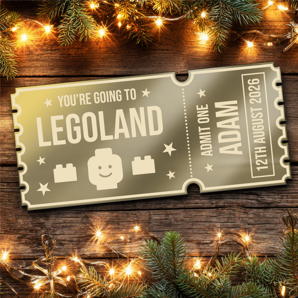 Bronze Mirror Acrylic Ticket Legoland Or Any Day Out Personalised Any Text