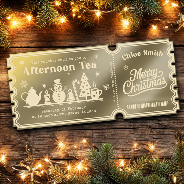Bronze Mirror Acrylic Ticket Afternoon Tea Christmas Personalised Any Text