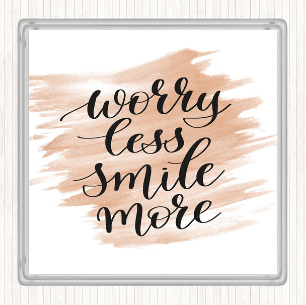 Watercolour Worry Less Quote Coaster