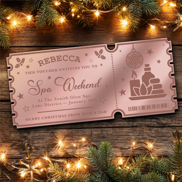 Gold Mirror Acrylic Golden Ticket Spa Weekend Christmas Personalised Any Text